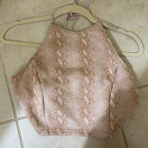 Honey Belle Pink Snakeskin Halter Top